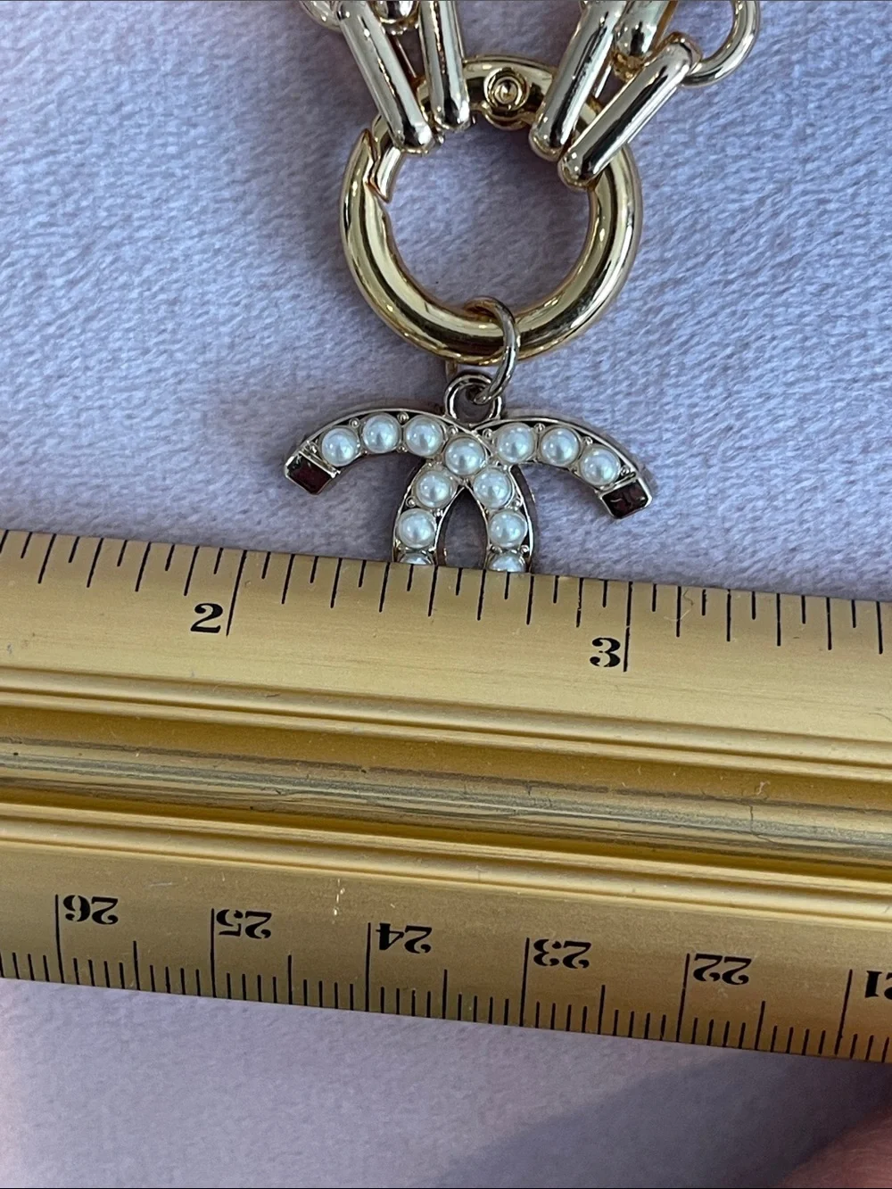 CHANEL Gold and Pearl CC Charm And Double Chain Necklace